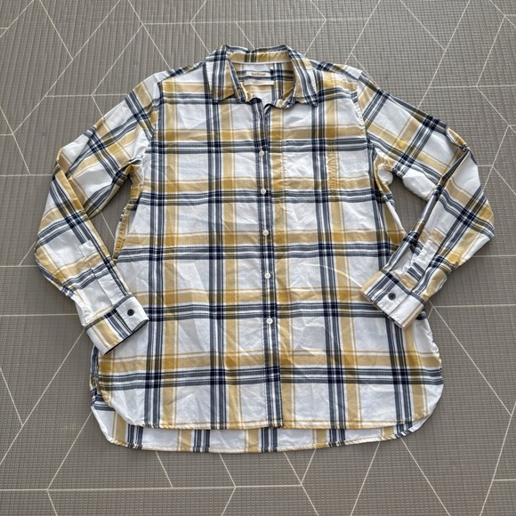 Barbour Tops - Barbour Women's Newton Button Down Sz 10 White Yellow Nova Check Relaxed Fit